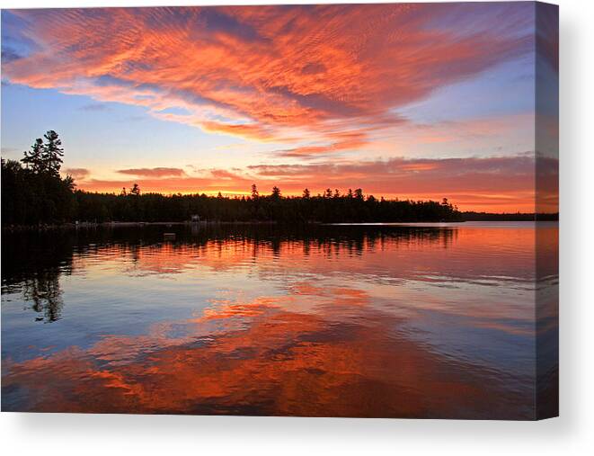 Sunrise Canvas Print featuring the photograph Glorious Sunrise at the Lake by Barbara West