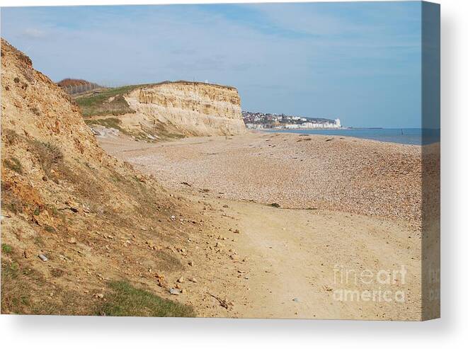 Glyne Canvas Print featuring the photograph Glyne Gap cliffs in Sussex by David Fowler