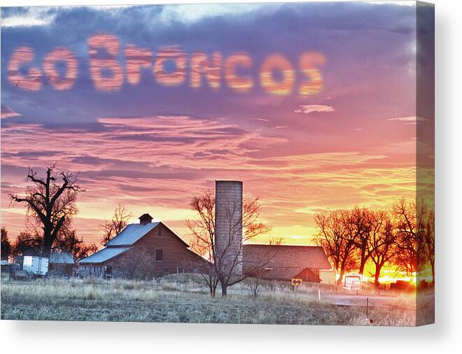 Broncos Canvas Print featuring the photograph Go Broncos Colorado Country by James BO Insogna