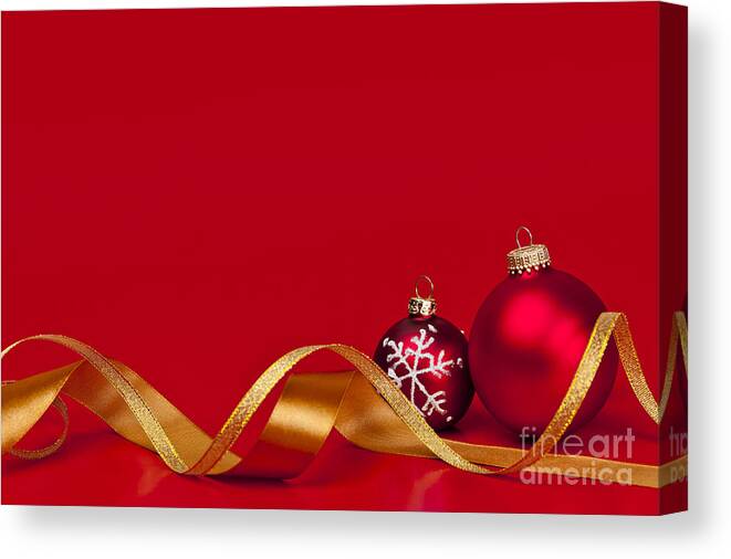 Christmas Canvas Print featuring the photograph Gold and red Christmas decorations by Elena Elisseeva