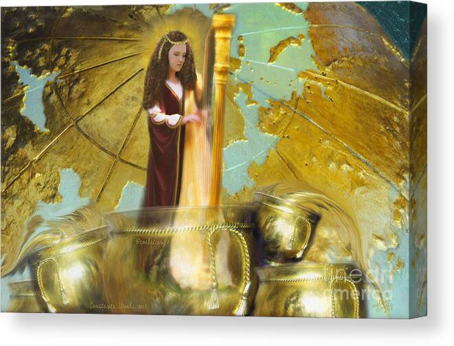 Prophetic Art Canvas Print featuring the painting Golden Bowls of Prayer by Constance Woods