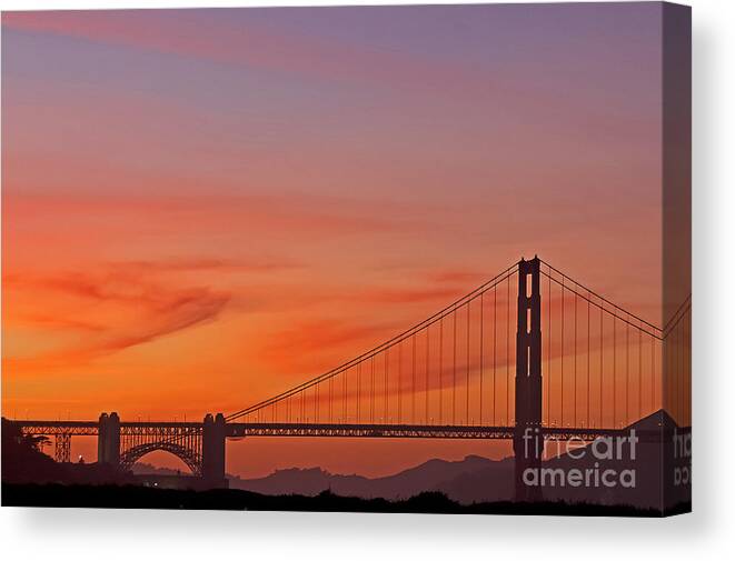 Kate Brown Canvas Print featuring the photograph Golden Gate Sunset by Kate Brown