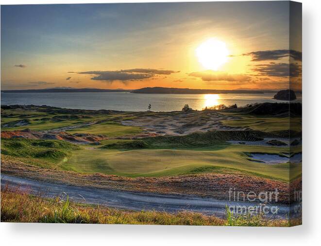 Chambers Creek Canvas Print featuring the photograph Golden Orb - Chambers Bay Golf Course by Chris Anderson