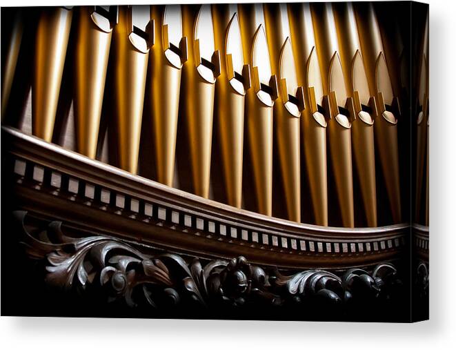 Pipes Canvas Print featuring the photograph Golden organ pipes by Jenny Setchell