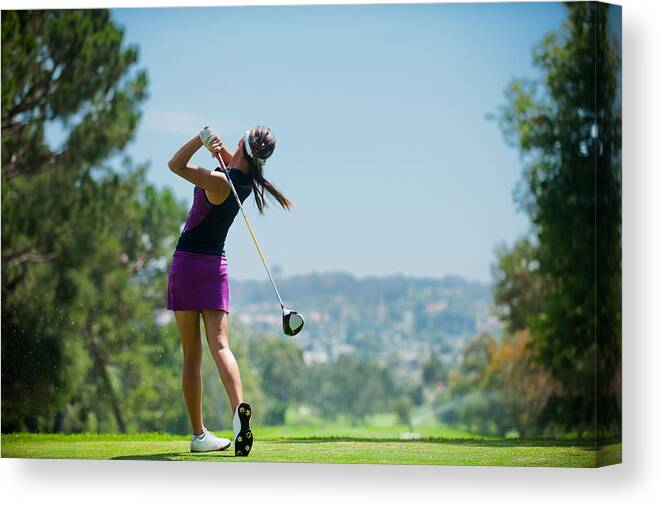 Putting Green Canvas Print featuring the photograph Golf Swing by MichaelSvoboda