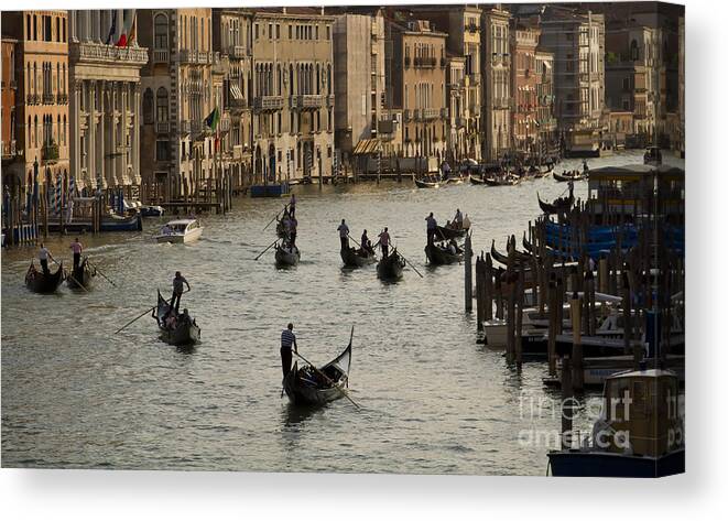 Venice Italy Canvas Print featuring the photograph Gondolas on the Grand Canal by Dennis Hedberg