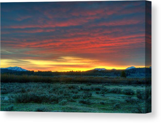 Sunrise Canvas Print featuring the photograph Good Morning Jackson Hole by Steve Stuller