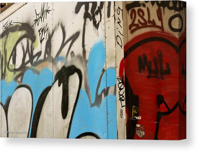 Graffiti Canvas Print featuring the photograph Graffiti Writing NYC #2 by Ann Murphy