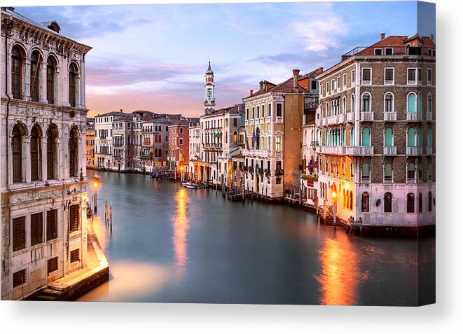 Tranquility Canvas Print featuring the photograph Grand Canal, Behind Rialto Bridge, Venice, Italy by Joe Daniel Price