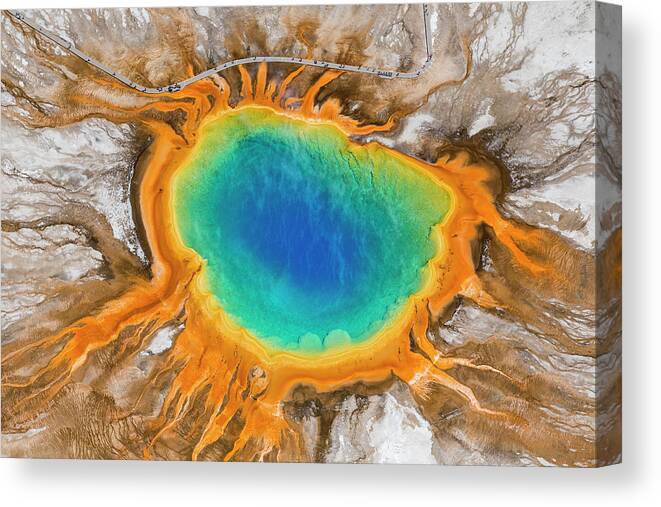 Natural Pattern Canvas Print featuring the photograph Grand Prismatic Spring, Yellowstone by Peter Adams