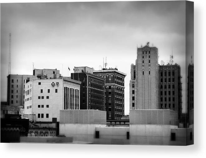 City Canvas Print featuring the photograph Grand Rapids 22 Black and White by Scott Hovind