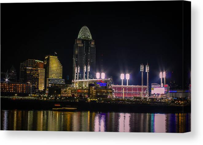 Great American Ballpark Canvas Print featuring the photograph Great American Ball Park by Cathy Donohoue