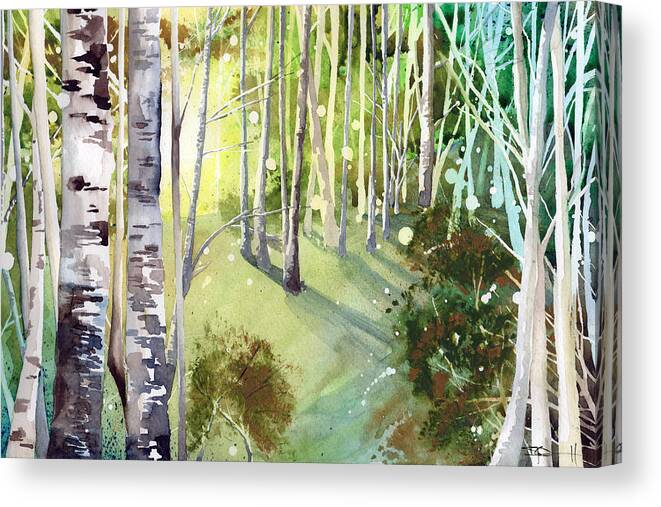 Forest Canvas Print featuring the painting Green Sun by Sean Parnell