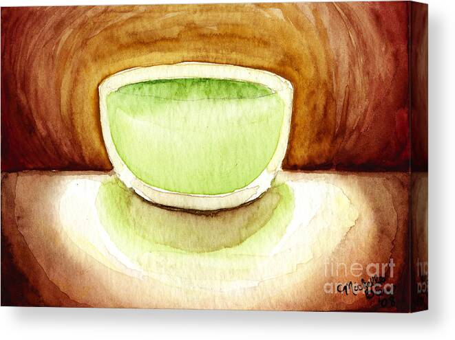 Cup Of Tea Canvas Print featuring the painting Green Tea by Michelle Bien
