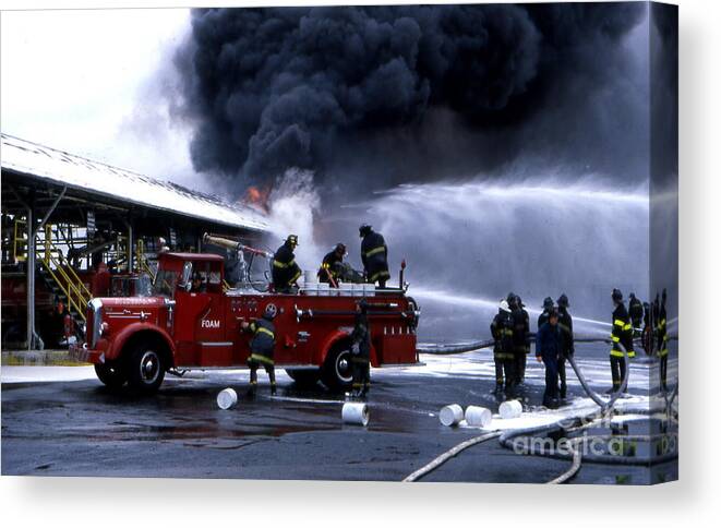 Fdny Canvas Print featuring the photograph Greenpoint Gas terminal Fire by Steven Spak