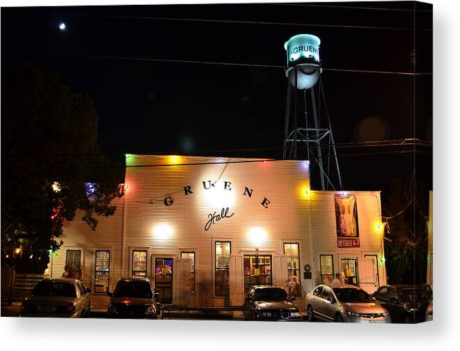 Timed Exposure Canvas Print featuring the photograph Gruene Hall by David Morefield