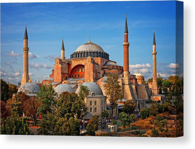 Istanbul Canvas Print featuring the photograph Hagia Sophia (Ayasofya), Istanbul, Turkey by Emad Aljumah