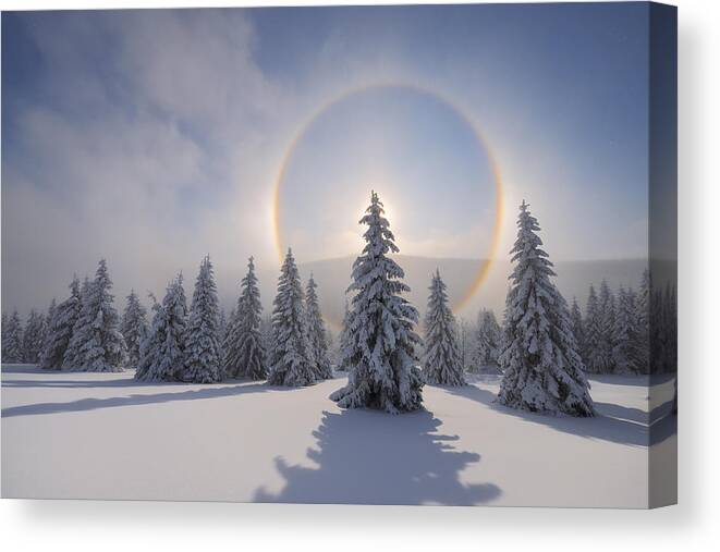Scenics Canvas Print featuring the photograph Halo (Icebow or gloriole). by Martin Ruegner