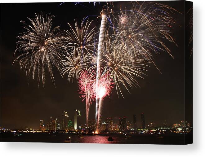 Fireworks Canvas Print featuring the photograph Happy 4th of July from San Diego by Nathan Rupert