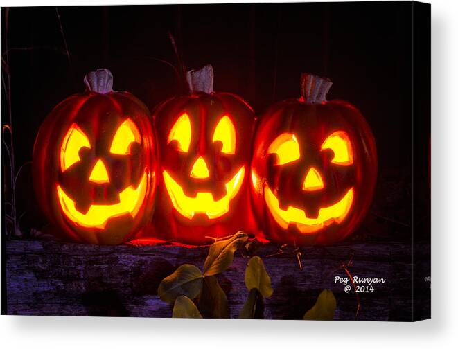 Pumpkins Canvas Print featuring the photograph Happy Halloween by Peg Runyan