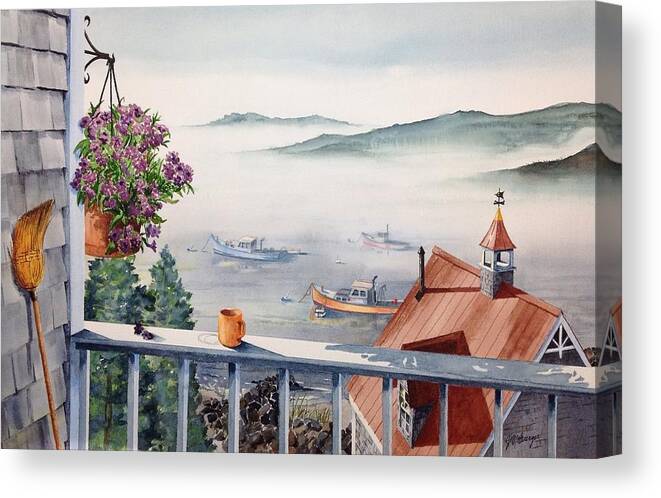 Harbor Canvas Print featuring the painting Harbor Mist by Joseph Burger