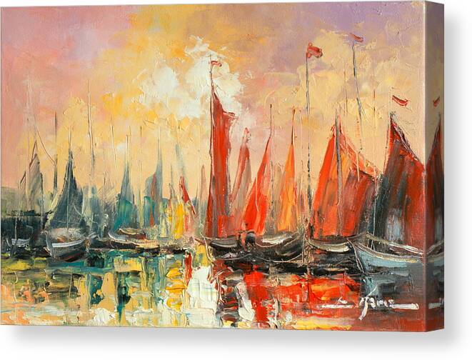 Impressionism Canvas Print featuring the painting Harbour impression by Luke Karcz