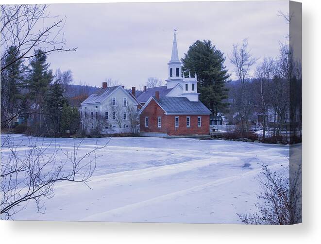 Harrisville New Hampshire. New England Mill Town Canvas Print featuring the photograph Harrisville Pond by Tom Singleton