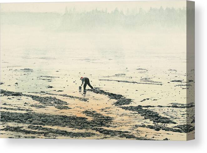 Maine Canvas Print featuring the painting Harvesting the Flats by Brent Ander