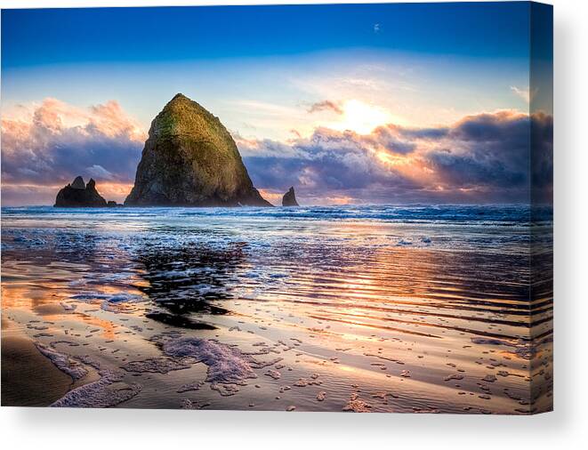 Oregon Canvas Print featuring the photograph Haystack Rock by Niels Nielsen