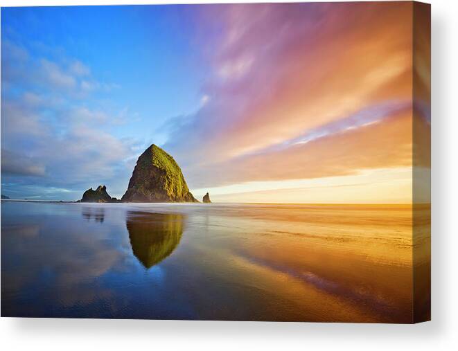 Scenics Canvas Print featuring the photograph Haystack Rock On Cannon Beach by Chen Su