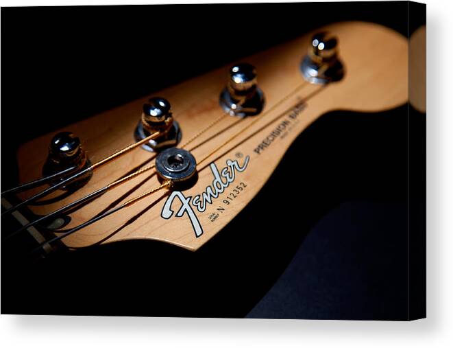 Bass Guitar Canvas Print featuring the photograph Headstock by Peter Tellone
