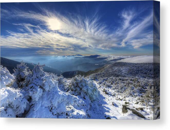 Heavenly Canvas Print featuring the photograph Heavenly Winter Glow by White Mountain Images