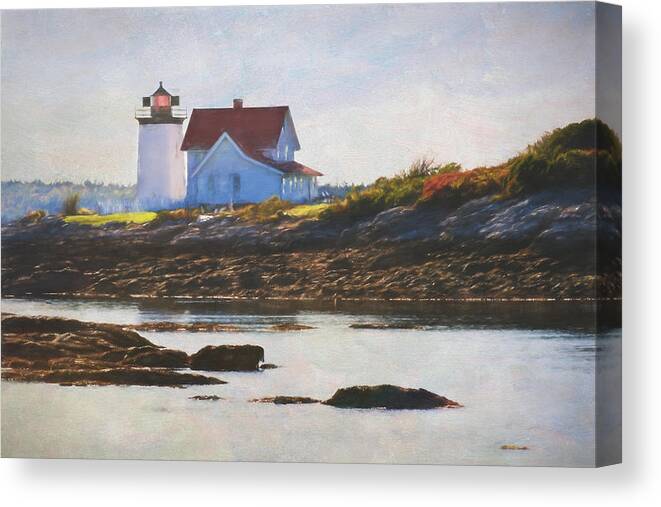 Lighthouse Canvas Print featuring the photograph Hendricks Head Lighthouse - Maine by Jean-Pierre Ducondi