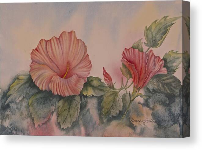 Hibiscus Canvas Print featuring the painting Hibiscus by Heather Gallup