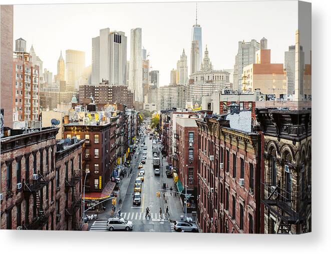 Apartment Canvas Print featuring the photograph High angle view of Lower East Side Manhattan Downtown, New York City, USA by Alexander Spatari