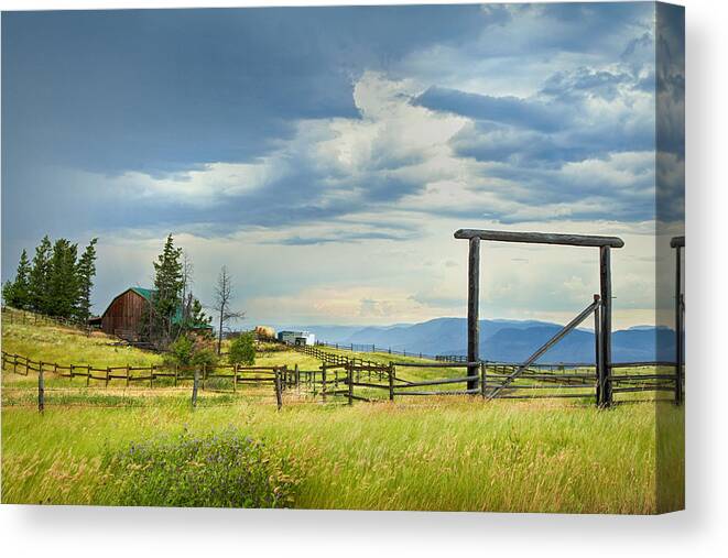 British Columbia Canvas Print featuring the photograph High Country Farm by Theresa Tahara