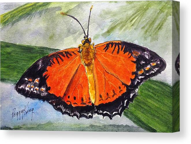 Nature Canvas Print featuring the painting Himalayan Red Lacewing by Peggy King