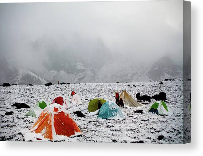 Himalayas Canvas Print featuring the photograph Himalayas Tibet 2012 by Huikanun&liuwei