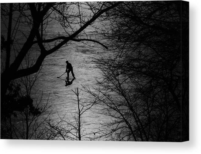 Hockey Canvas Print featuring the photograph Hockey Silhouette by Andrew Fare