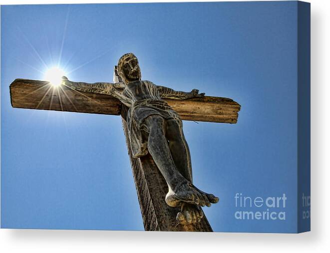 Mission Soledad Canvas Print featuring the photograph The Son Holding the Sun in Mission Soledad by Diana Sainz by Diana Raquel Sainz