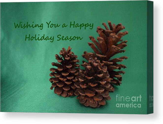 Pine Cones Canvas Print featuring the photograph Holiday Pine Cones by Mary Deal