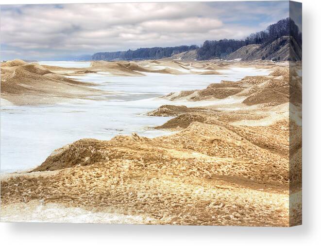 Michigan Canvas Print featuring the photograph Holland State Park Snow Dunes by Jenny Ellen Photography