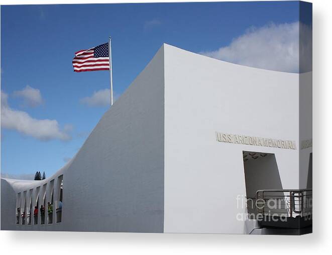 Pearl Harbor Canvas Print featuring the photograph Honor - USS Arizona Memorial by Veronica Batterson