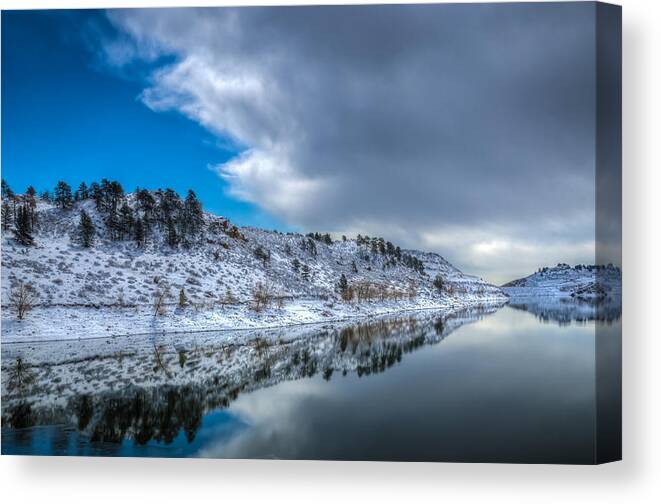 Horsetooth Reservoir Canvas Print featuring the photograph Horsetooth Reservoir Reflection by Harry Strharsky