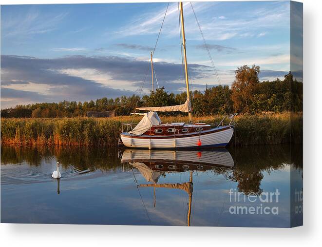 Travel Canvas Print featuring the photograph Horsey Mere in Evening Light by Louise Heusinkveld