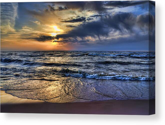Evie Canvas Print featuring the photograph Hot April Sunset Saugatuck Michigan by Evie Carrier