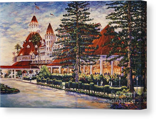 Hotel Del Sunset Canvas Print featuring the painting Hotel Del Sunset by Glenn McNary