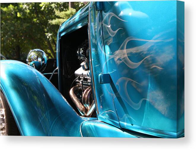 Hot Rod Canvas Print featuring the photograph Hotrod Ghost Flames by Heather Allen