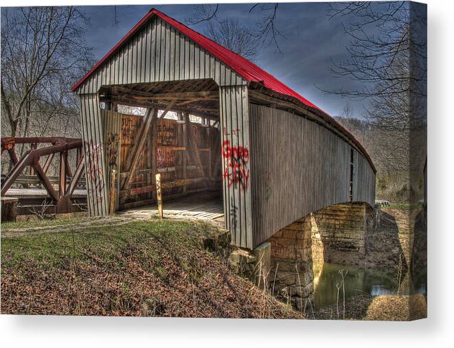 Ohio Canvas Print featuring the photograph Artistic Humpback Covered Bridge by Jack R Perry