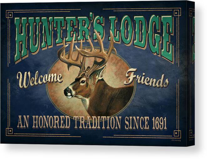 Joe Low Canvas Print featuring the painting Hunters Lodge Deer by JQ Licensing